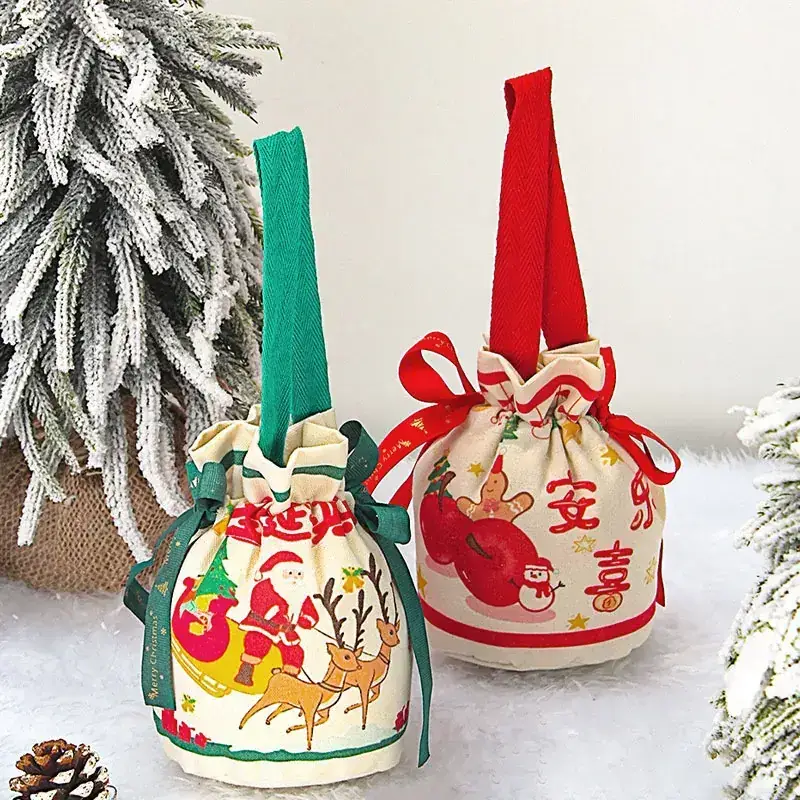 Red Christmas Gift Bag for Kids with Apple Design - Image 29