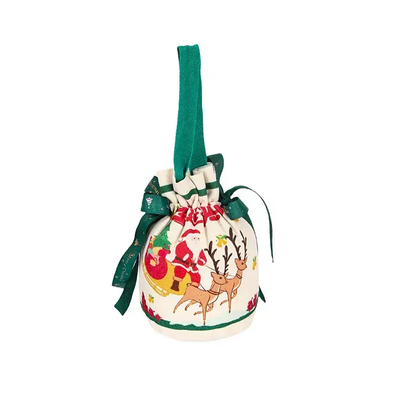 Red Christmas Gift Bag for Kids with Apple Design - Image 32