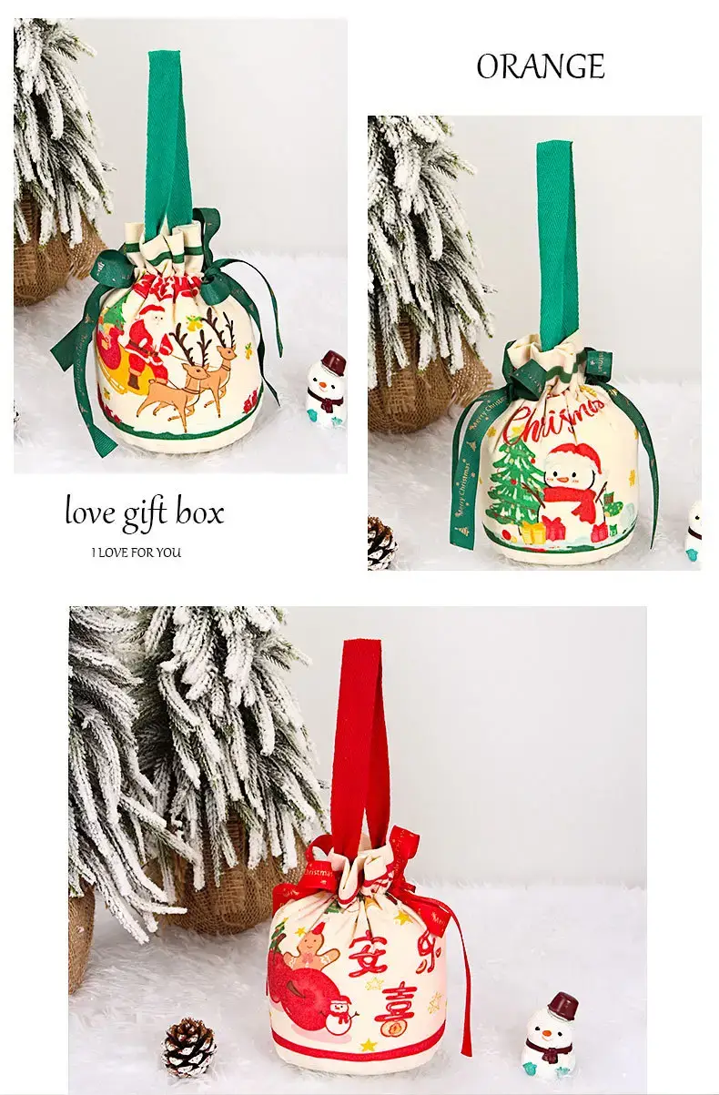 Red Christmas Gift Bag for Kids with Apple Design — feature 6