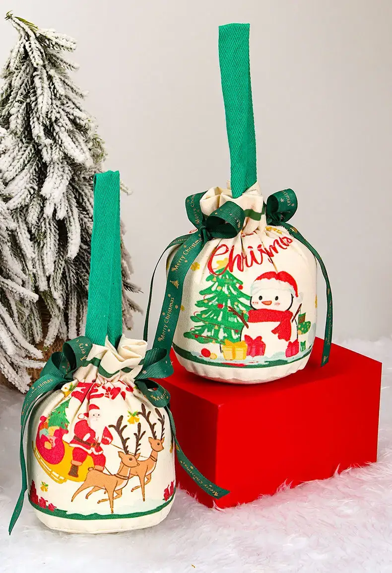 Red Christmas Gift Bag for Kids with Apple Design — feature 7