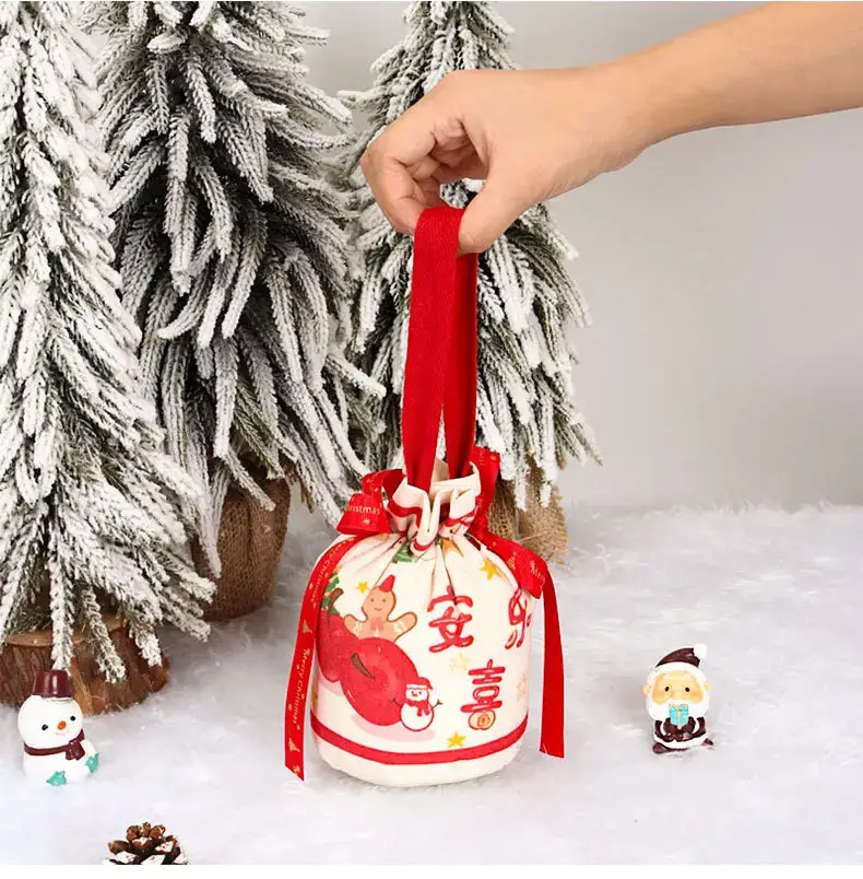 Red Christmas Gift Bag for Kids with Apple Design — feature 9