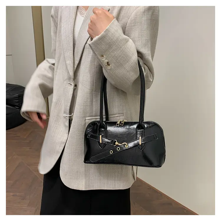 Women's Brown Leather Shoulder Bag with Gold Hardware — feature 15
