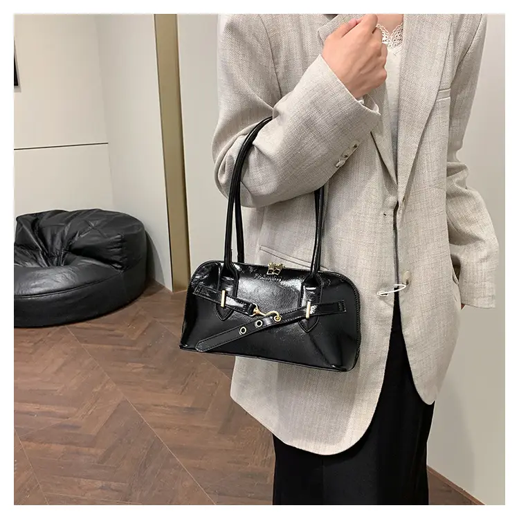 Women's Brown Leather Shoulder Bag with Gold Hardware — feature 16