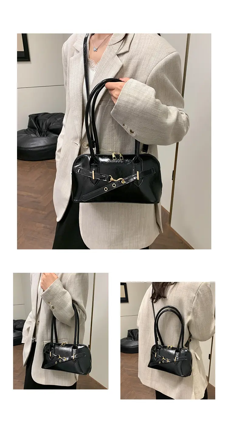 Women's Brown Leather Shoulder Bag with Gold Hardware — feature 22
