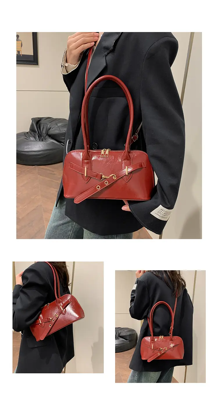 Women's Brown Leather Shoulder Bag with Gold Hardware — feature 23