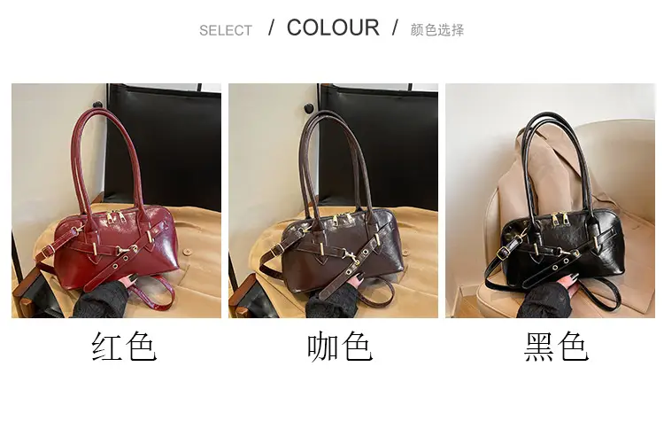 Women's Brown Leather Shoulder Bag with Gold Hardware — feature 4