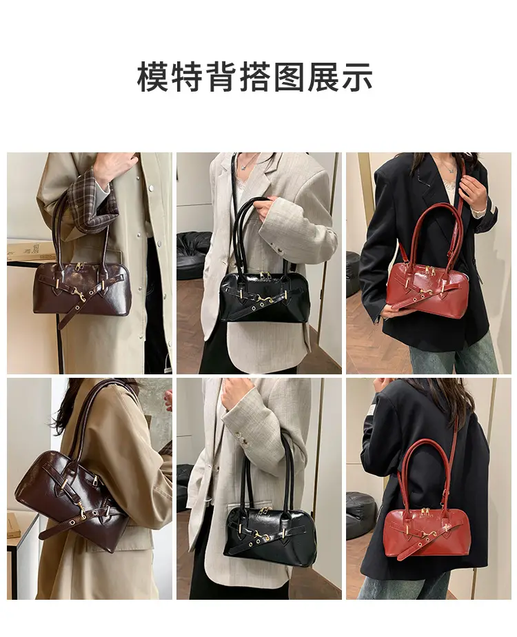 Women's Brown Leather Shoulder Bag with Gold Hardware — feature 8
