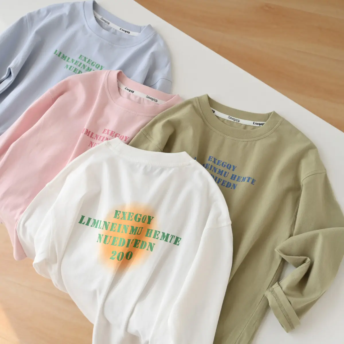 Kids Long Sleeve Cotton T-Shirt Olive Green Medium to XL - Image 5
