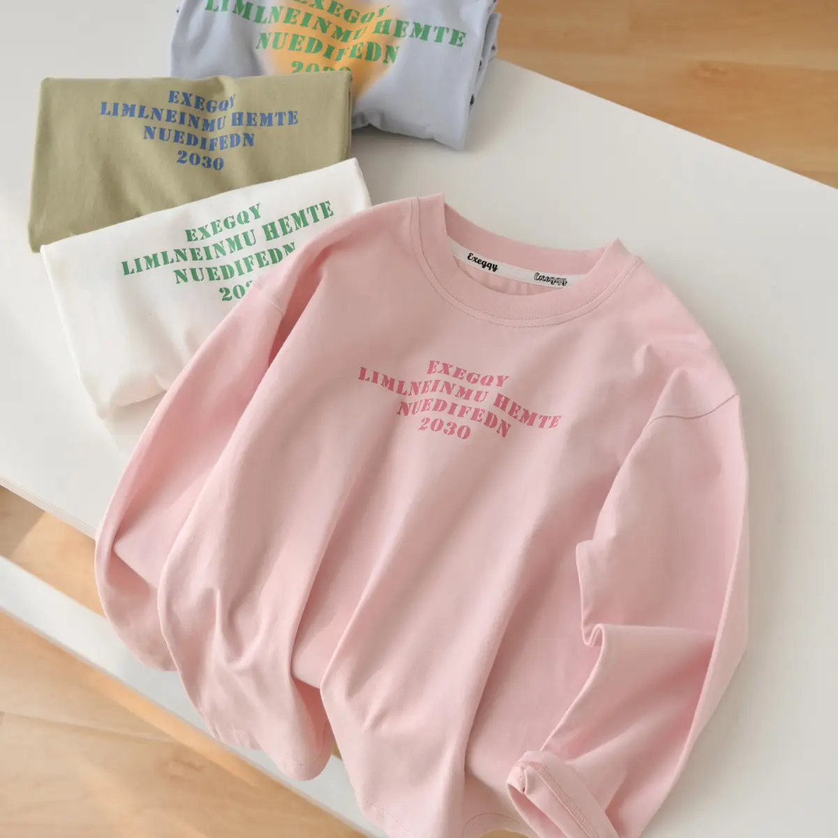 Kids Long Sleeve Cotton T-Shirt Olive Green Medium to XL - Image 6