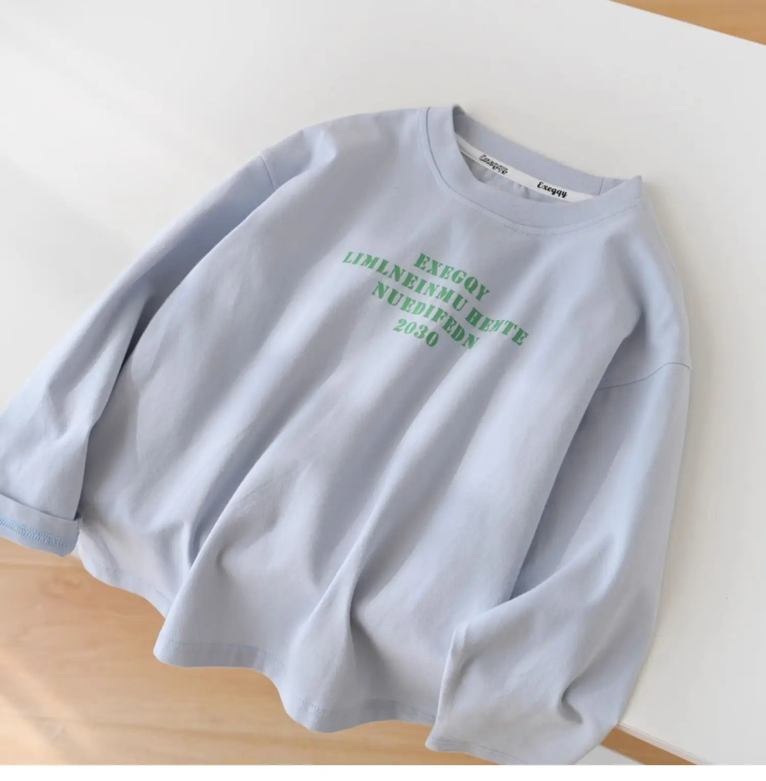 Kids Long Sleeve Cotton T-Shirt Olive Green Medium to XL — feature 15