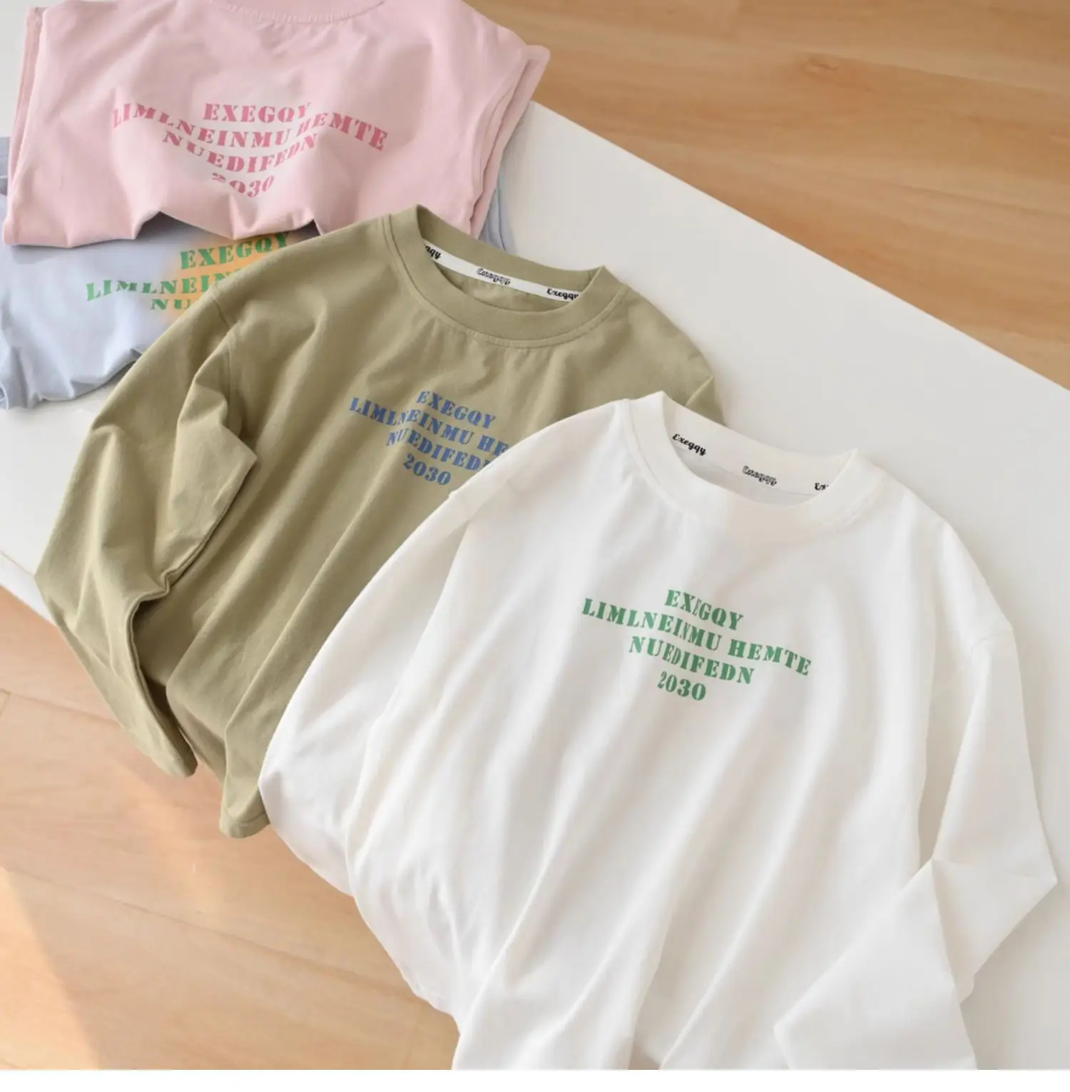 Kids Long Sleeve Cotton T-Shirt Olive Green Medium to XL — feature 6