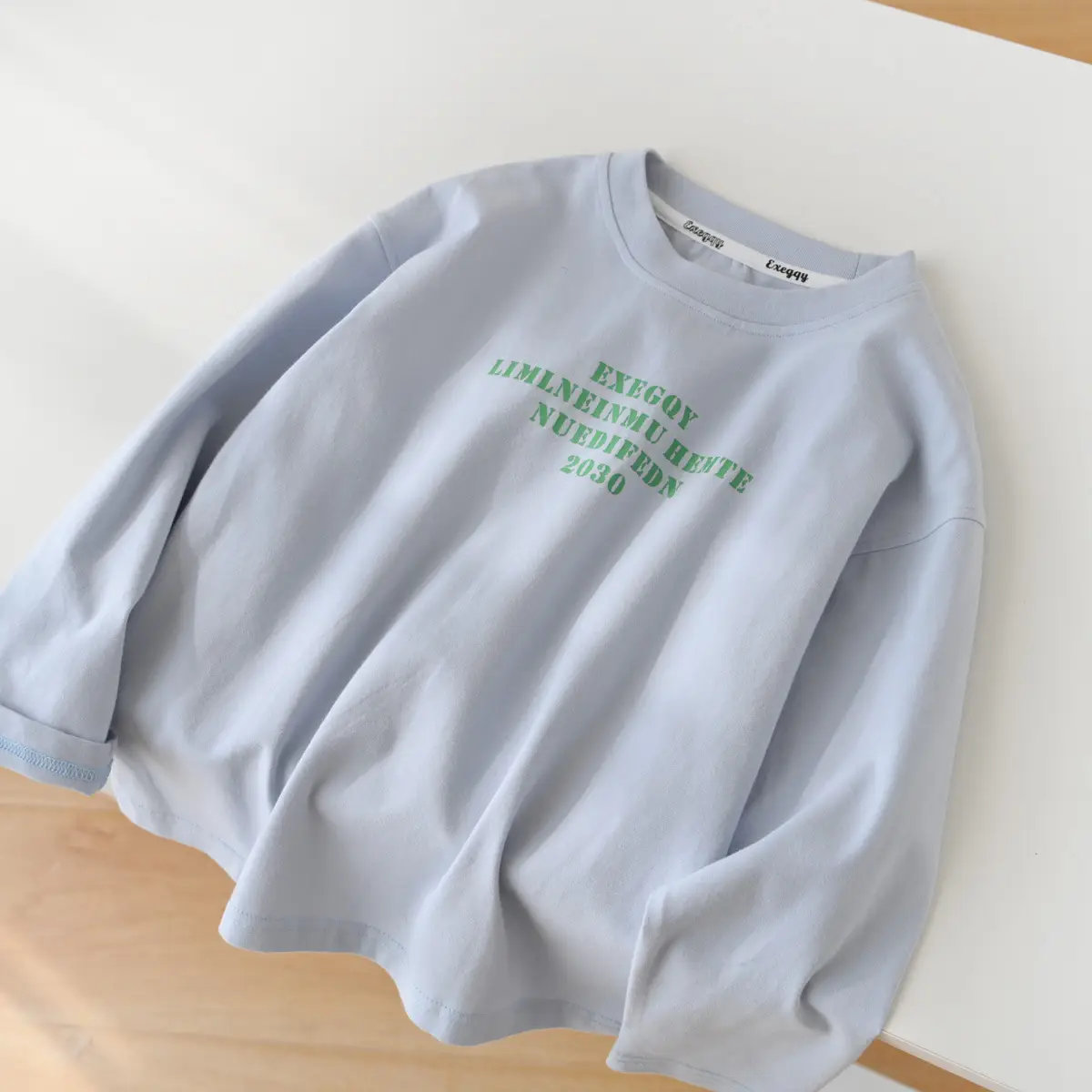 Kids Long Sleeve Cotton T-Shirt Olive Green Medium to XL - Image 4