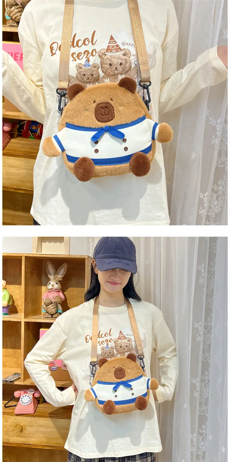 Cute Plush Shoulder Bag with Capybara Design — feature 18