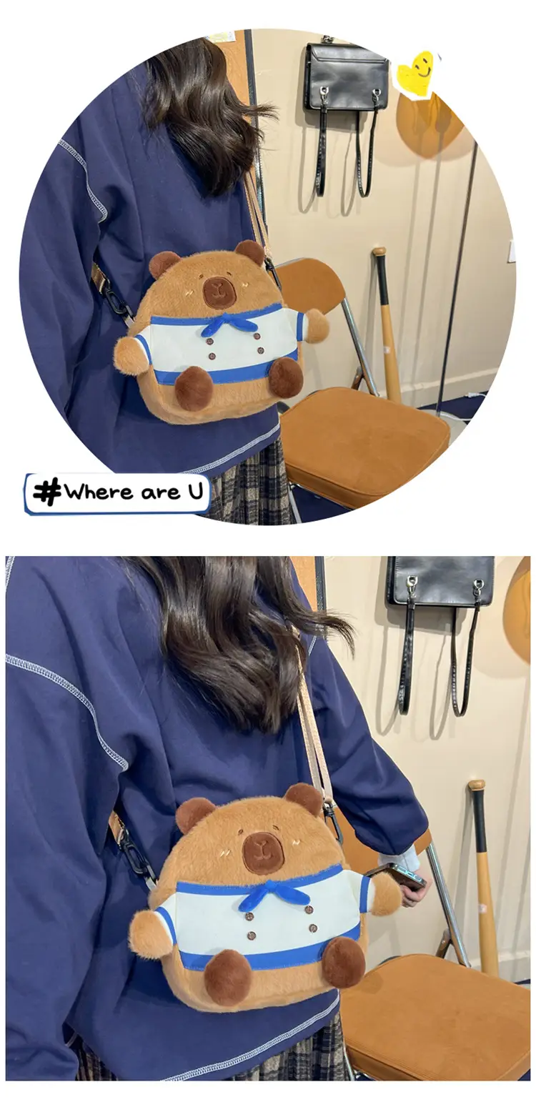Cute Plush Shoulder Bag with Capybara Design — feature 21