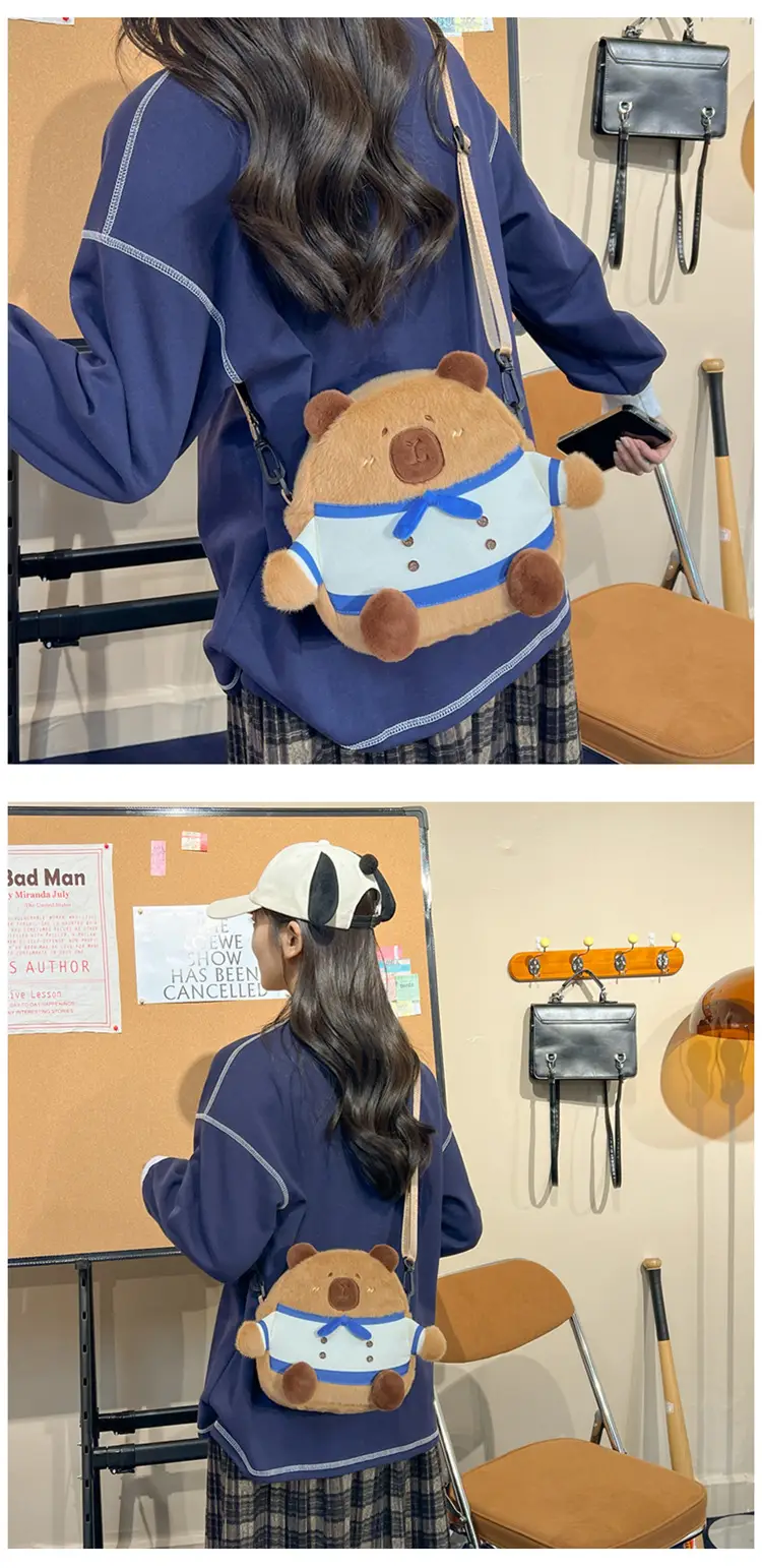 Cute Plush Shoulder Bag with Capybara Design — feature 22