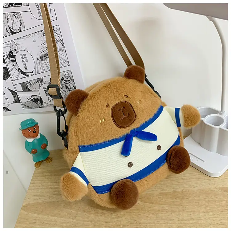 Cute Plush Shoulder Bag with Capybara Design — feature 32