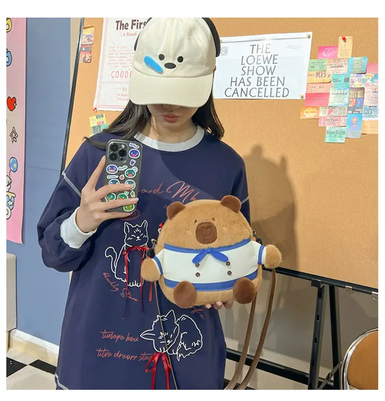 Cute Plush Shoulder Bag with Capybara Design — feature 5