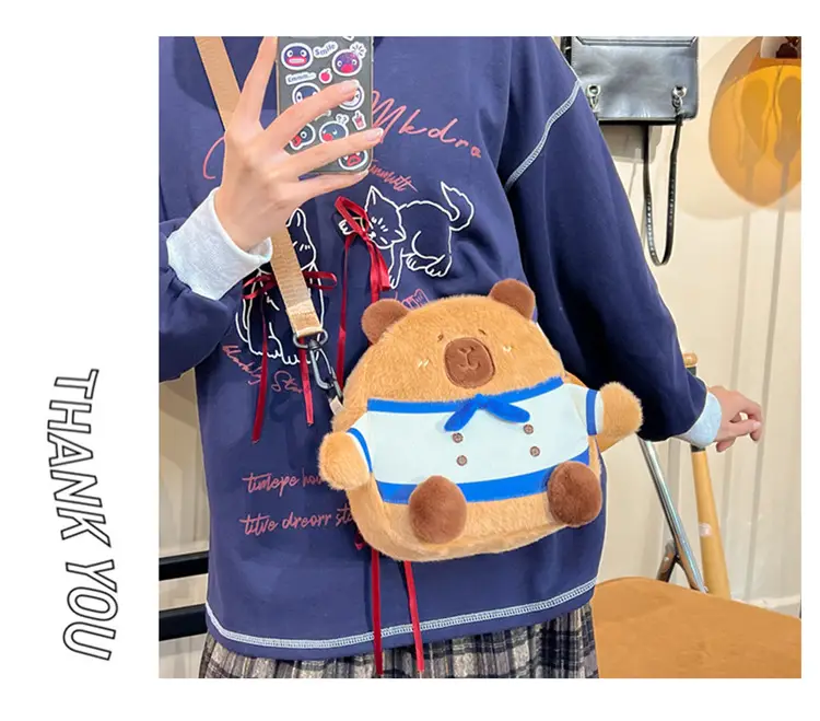 Cute Plush Shoulder Bag with Capybara Design — feature 6