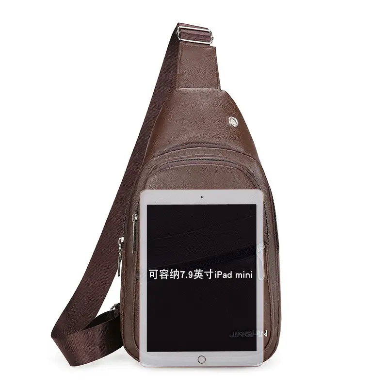 Men's Waterproof Korean Style Shoulder Bag Brown - Image 8