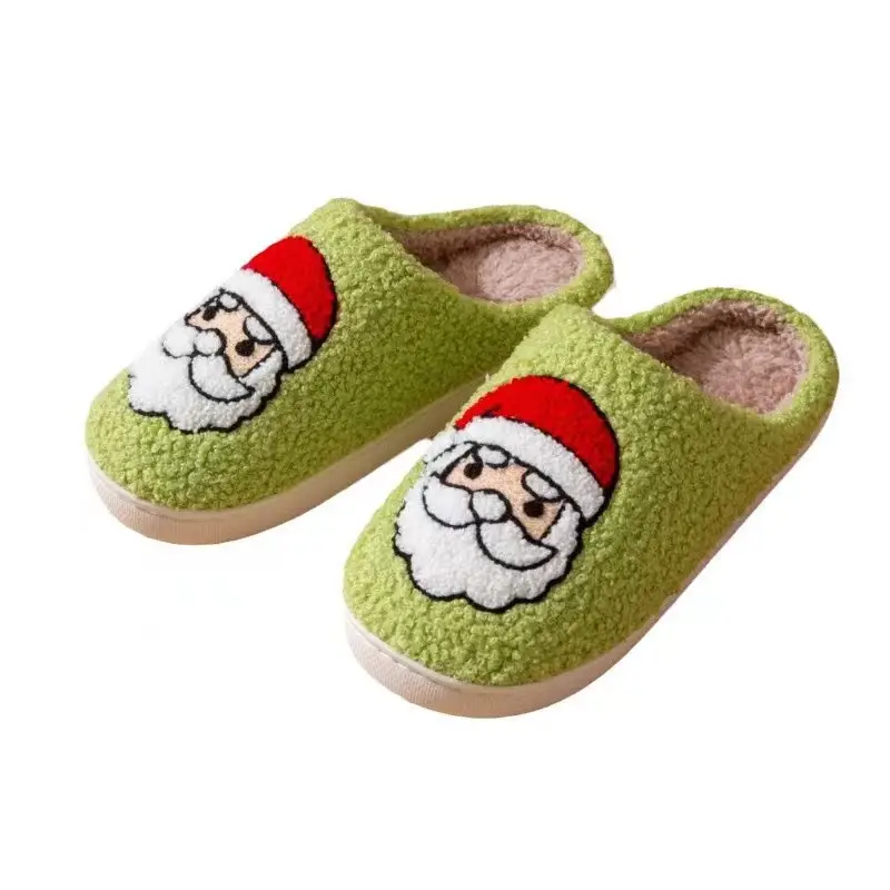 New cross-border Christmas tree foreign trade cotton slippers lovers autumn and winter home indoor soft bottom warm fleece-lined parent-child slippers
