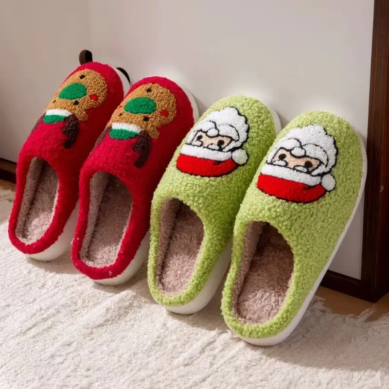 New cross-border Christmas tree foreign trade cotton slippers lovers autumn and winter home indoor soft bottom warm fleece-lined parent-child slippers — feature 13