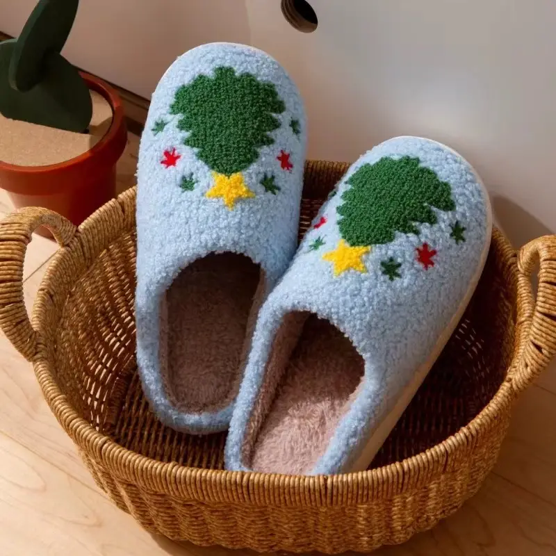 New cross-border Christmas tree foreign trade cotton slippers lovers autumn and winter home indoor soft bottom warm fleece-lined parent-child slippers — feature 18