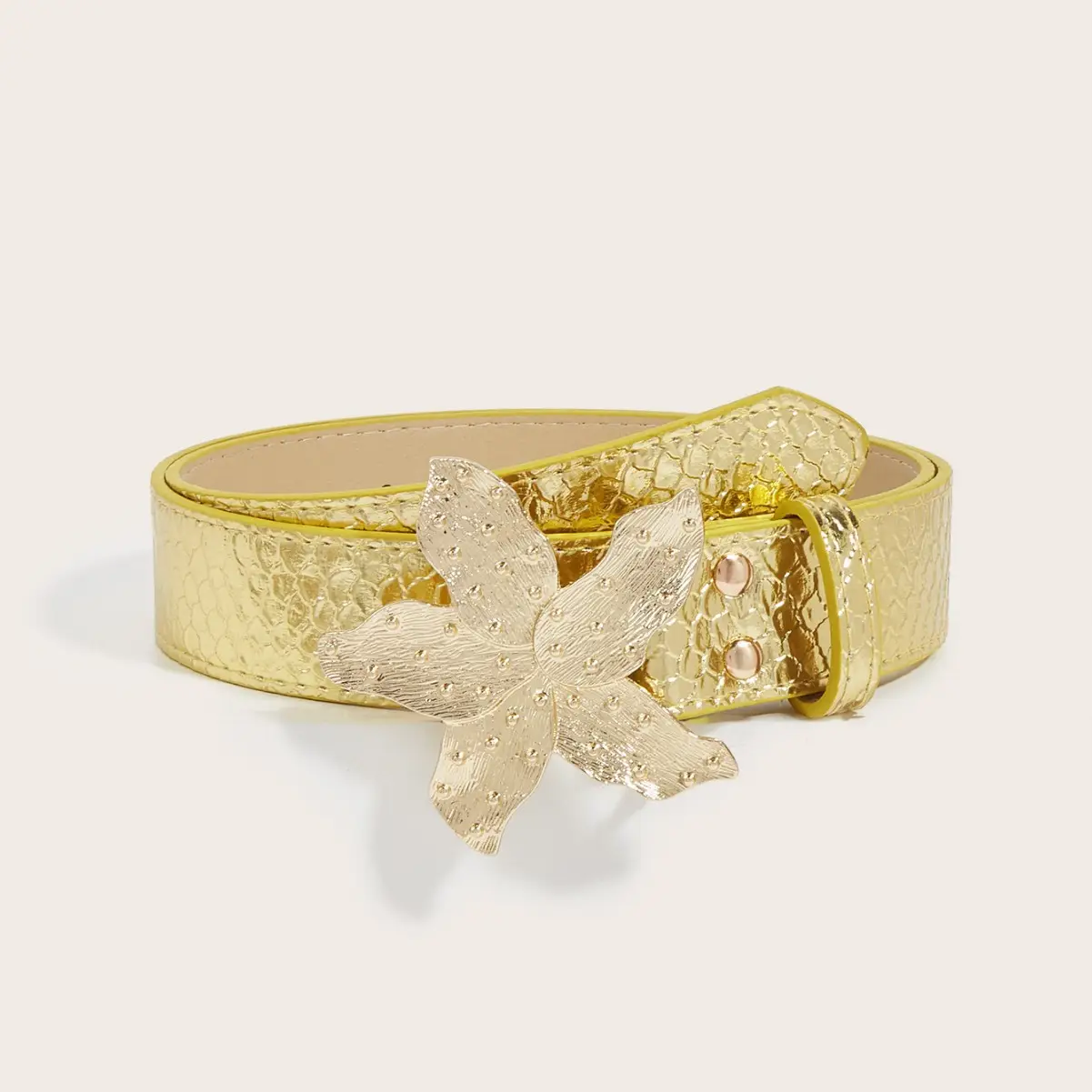 Women's Gold Butterfly Decorative Belt with Smooth Buckle