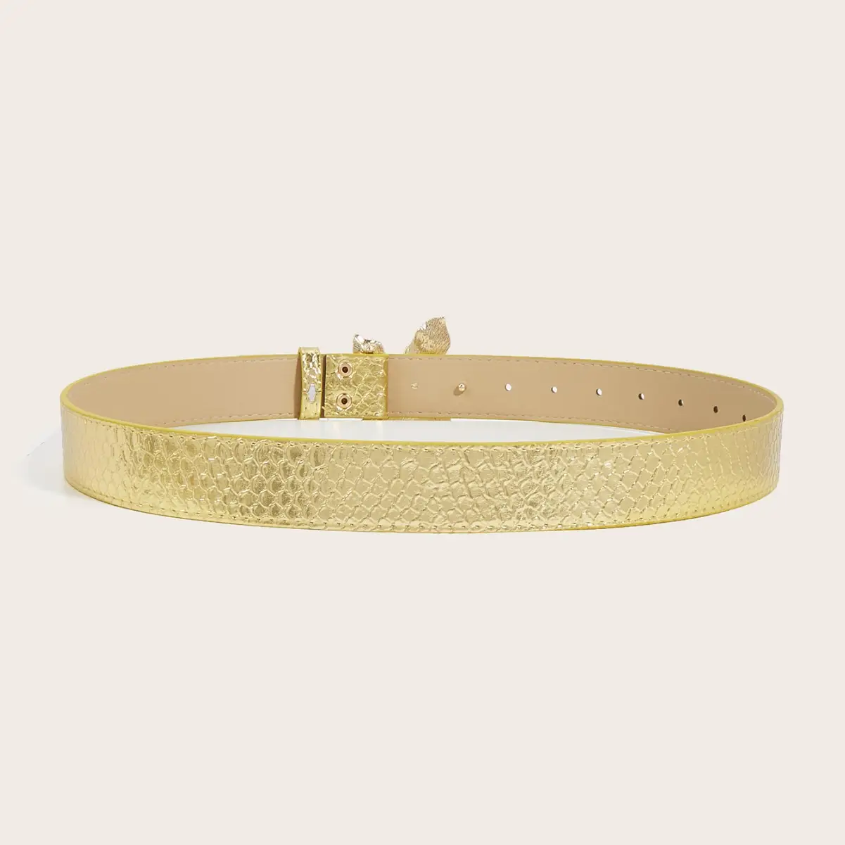 Women's Gold Butterfly Decorative Belt with Smooth Buckle