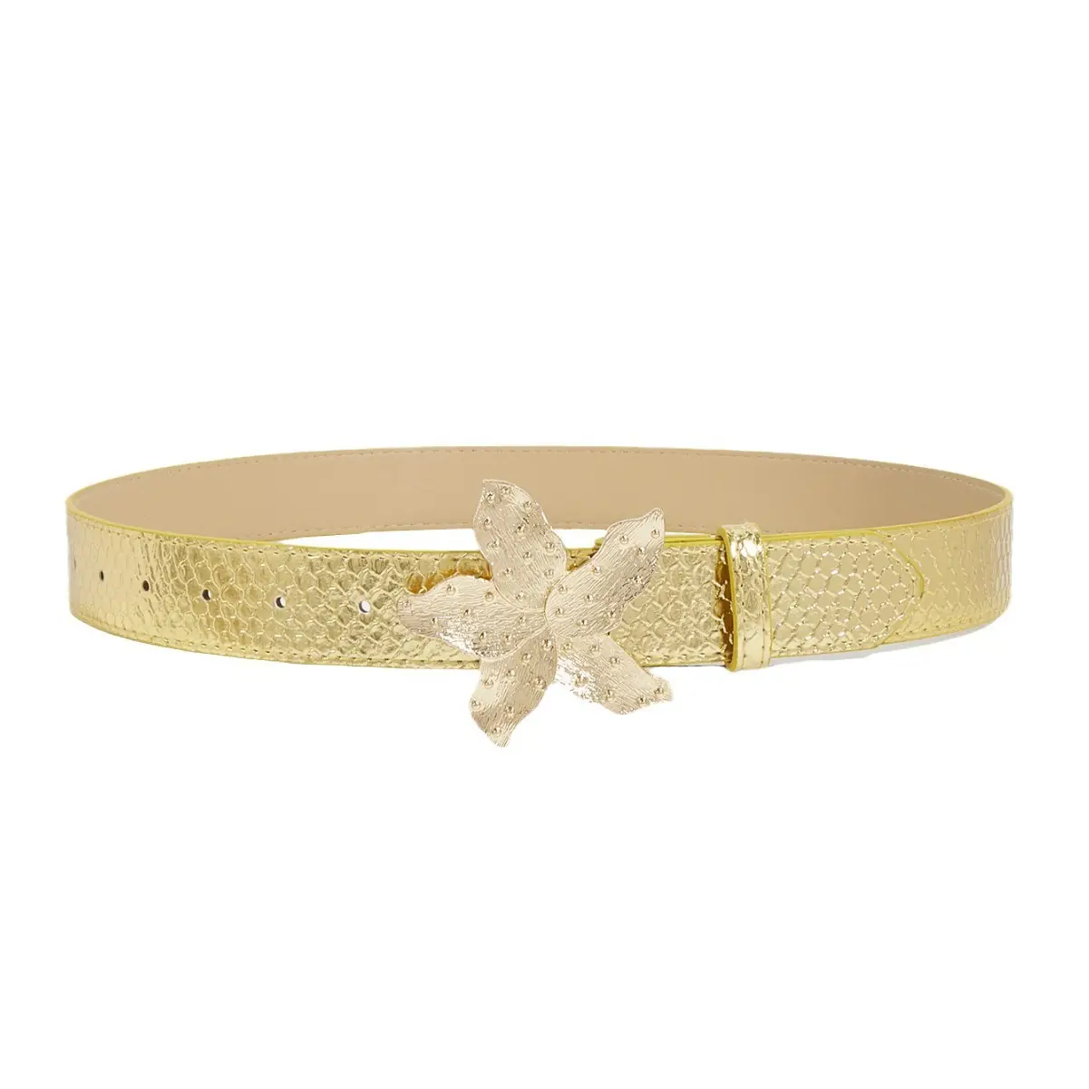 Women's Gold Butterfly Decorative Belt with Smooth Buckle