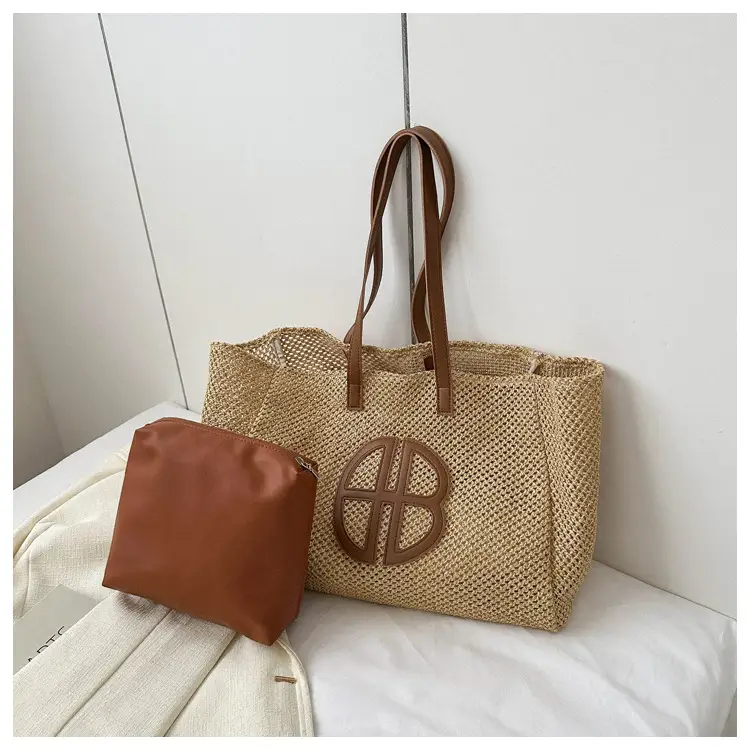 2024 New Woven Straw Shoulder Bag with Logo - Image 2
