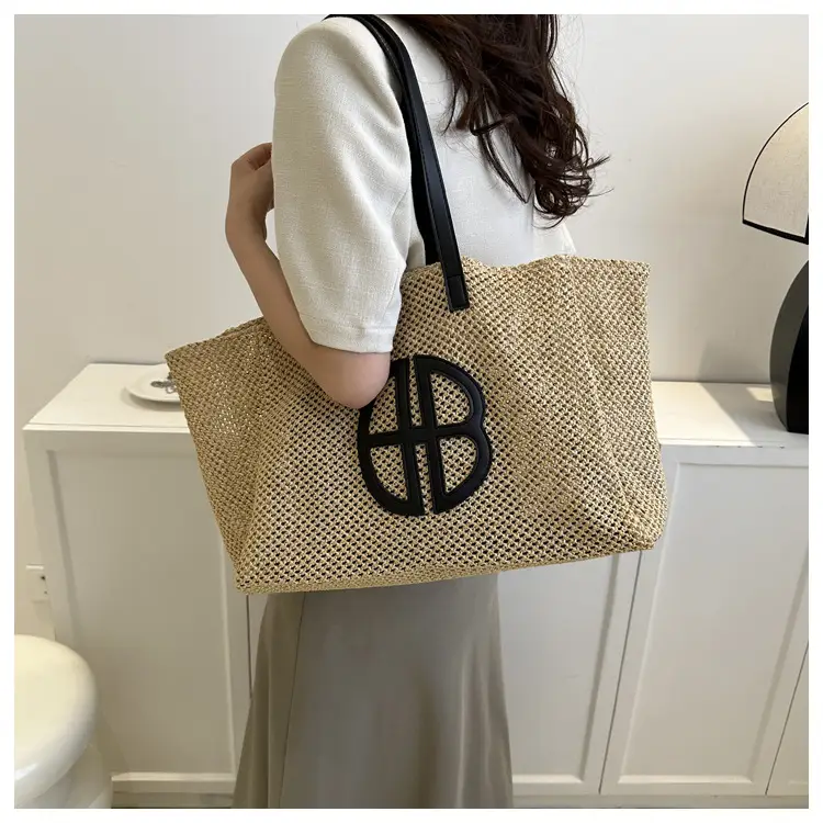 2024 New Woven Straw Shoulder Bag with Logo — feature 12