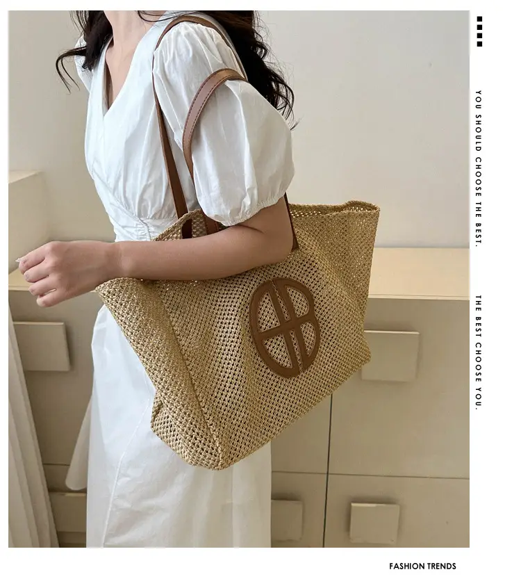 2024 New Woven Straw Shoulder Bag with Logo — feature 2