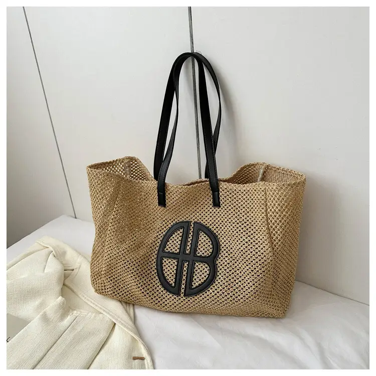 2024 New Woven Straw Shoulder Bag with Logo - Image 3