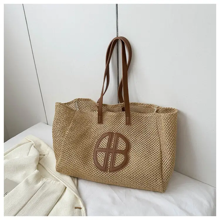 2024 New Woven Straw Shoulder Bag with Logo - Image 4