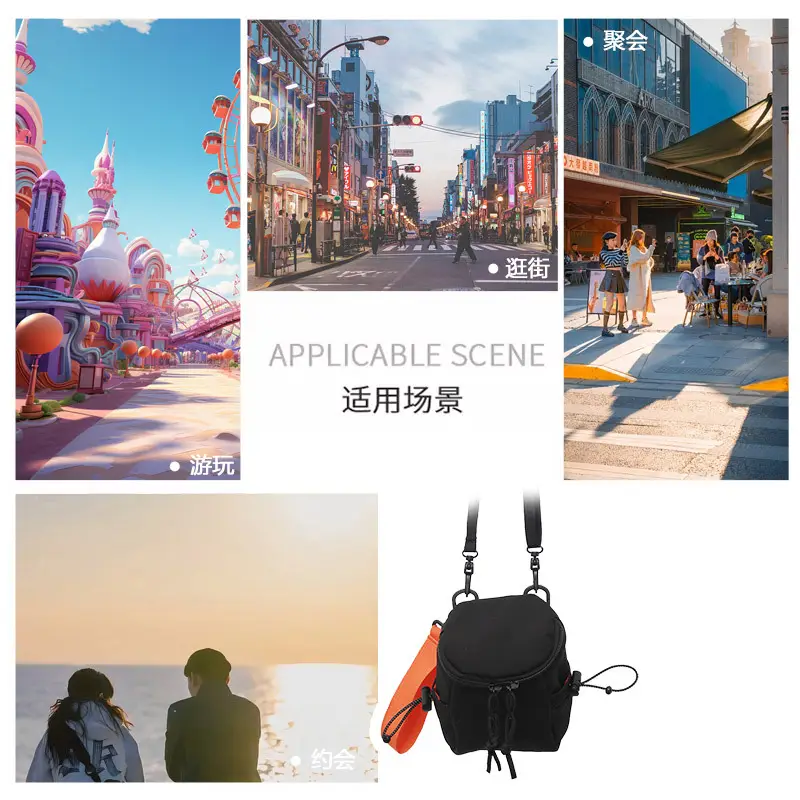 Mini Shoulder Bag Black 18x13x7cm for Women Men - Image 8