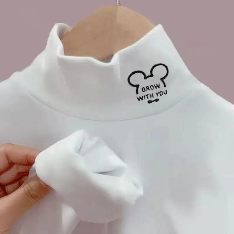 Children's Fleece Lined Brown T-Shirt Semi High Collar - Image 11