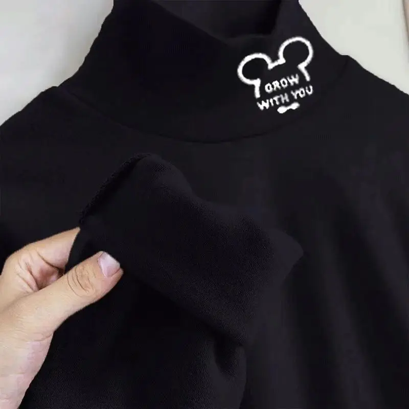 Children's Fleece Lined Brown T-Shirt Semi High Collar - Image 7
