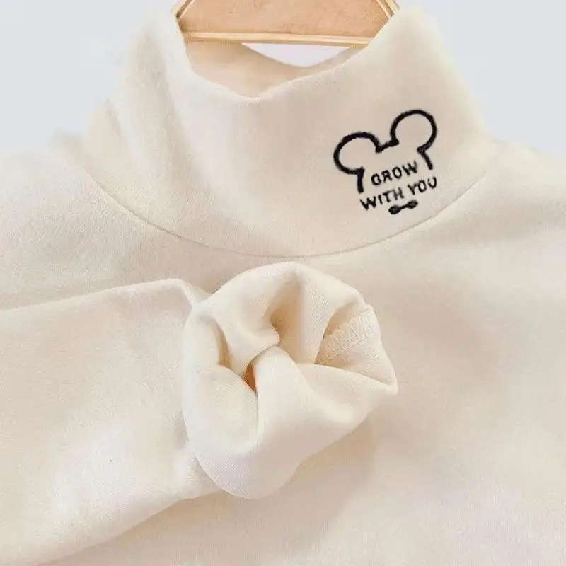Children's Fleece Lined Brown T-Shirt Semi High Collar - Image 9