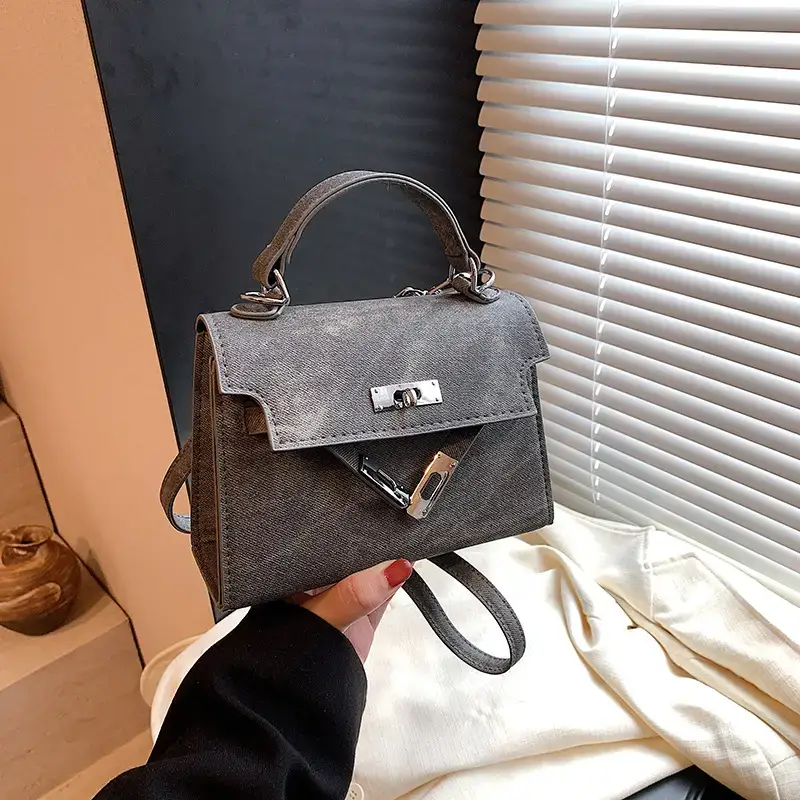 Women's Vintage Frosted Shoulder Messenger Bag Grey - Image 7