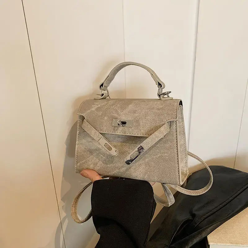 Women's Vintage Frosted Shoulder Messenger Bag Grey - Image 9