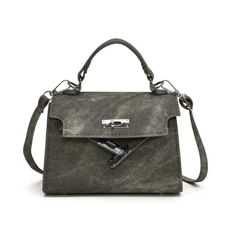 Women's Vintage Frosted Shoulder Messenger Bag Grey - Image 10