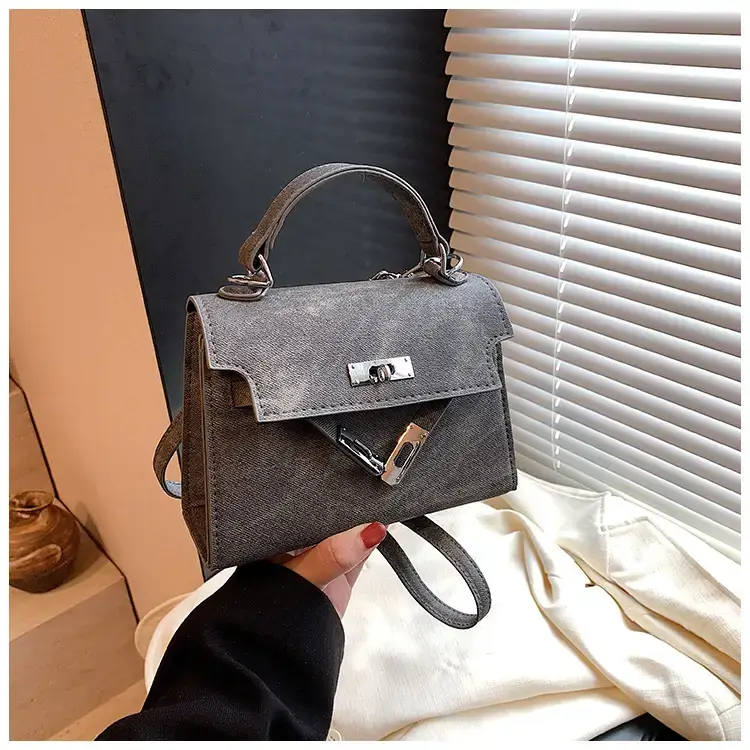 Women's Vintage Frosted Shoulder Messenger Bag Grey — feature 16