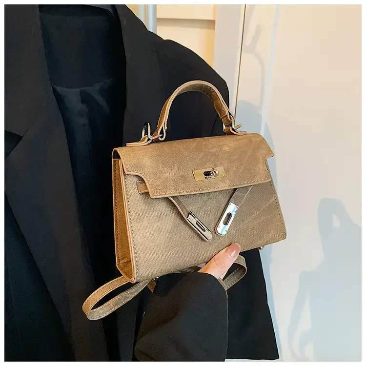 Women's Vintage Frosted Shoulder Messenger Bag Grey — feature 17