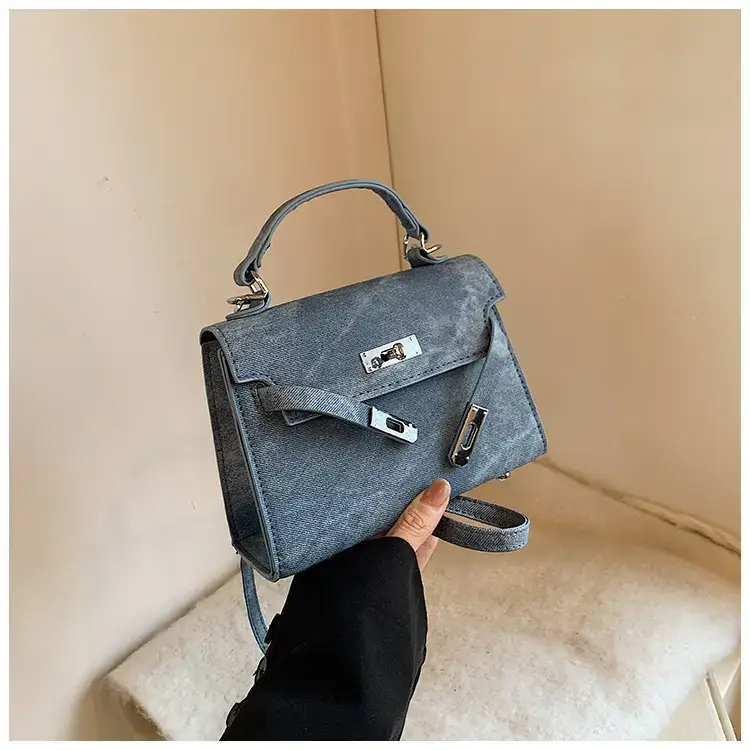 Women's Vintage Frosted Shoulder Messenger Bag Grey — feature 18