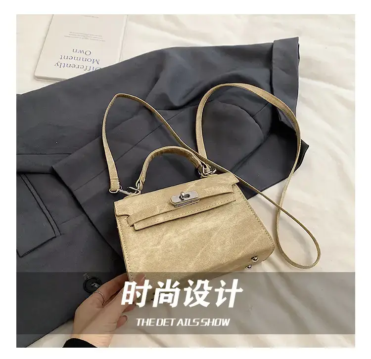Women's Vintage Frosted Shoulder Messenger Bag Grey — feature 4