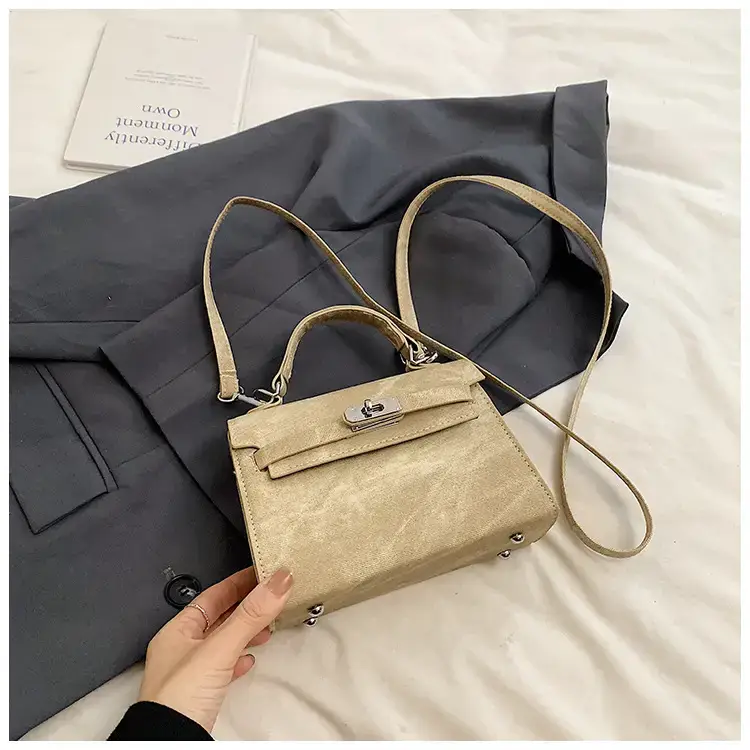 Women's Vintage Frosted Shoulder Messenger Bag Grey - Image 3