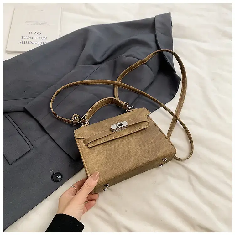 Women's Vintage Frosted Shoulder Messenger Bag Grey - Image 4