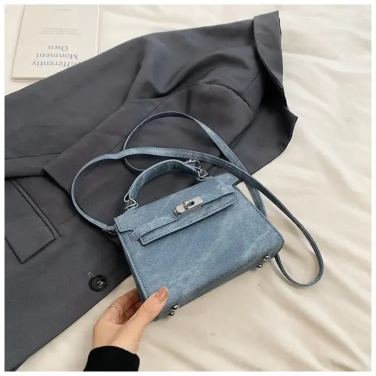 Women's Vintage Frosted Shoulder Messenger Bag Grey - Image 5