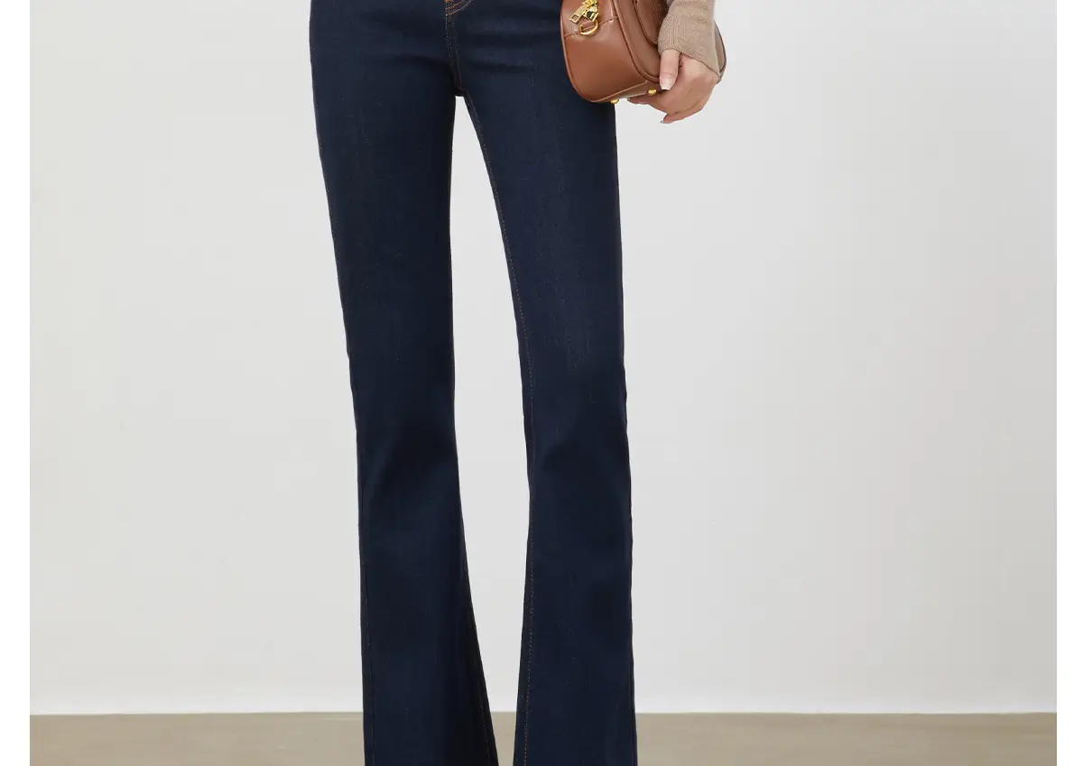 Dark Blue Flared Denim Pants for Women — feature 16