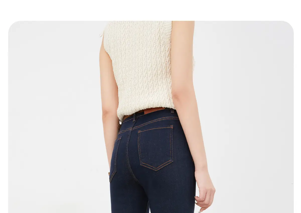 Dark Blue Flared Denim Pants for Women — feature 18